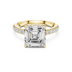 3.67 CT Asscher Cut Diamond Hidden Halo Pavé Engagement Ring