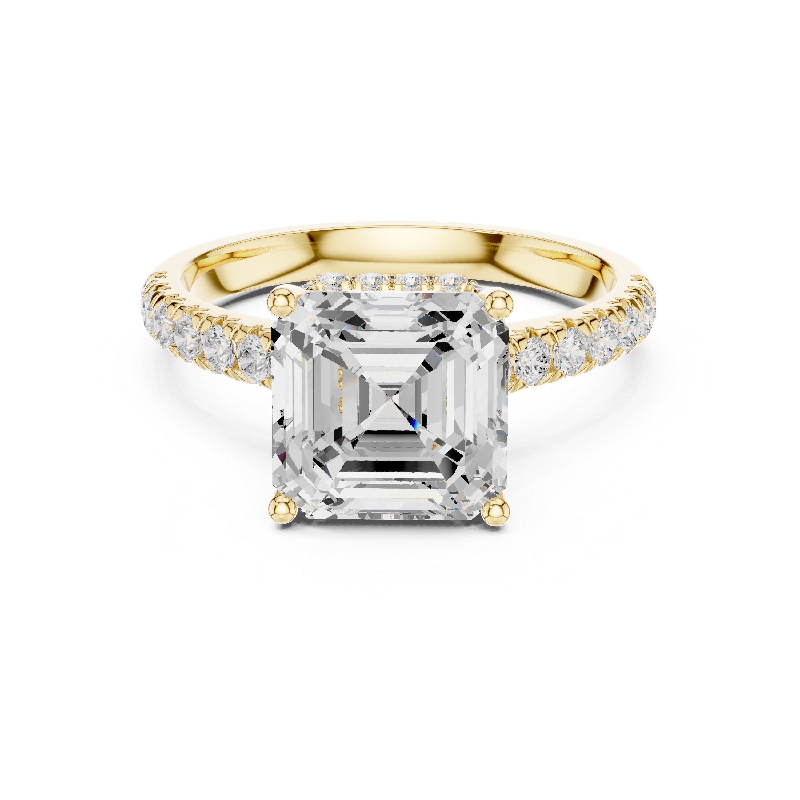 3.67 CT Asscher Cut Diamond Hidden Halo Pavé Engagement Ring