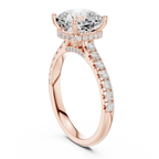 Cushion Cut Hidden Halo Diamond Engagement Ring