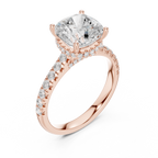 3.67 CT Cushion Cut Diamond Hidden Halo Pavé Engagement Ring