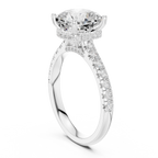 3.67 CT Cushion Cut Diamond Hidden Halo Pavé Engagement Ring
