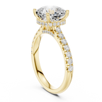 3.67 CT Cushion Cut Diamond Hidden Halo Pavé Engagement Ring