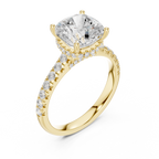 3.67 CT Cushion Cut Diamond Hidden Halo Pavé Engagement Ring