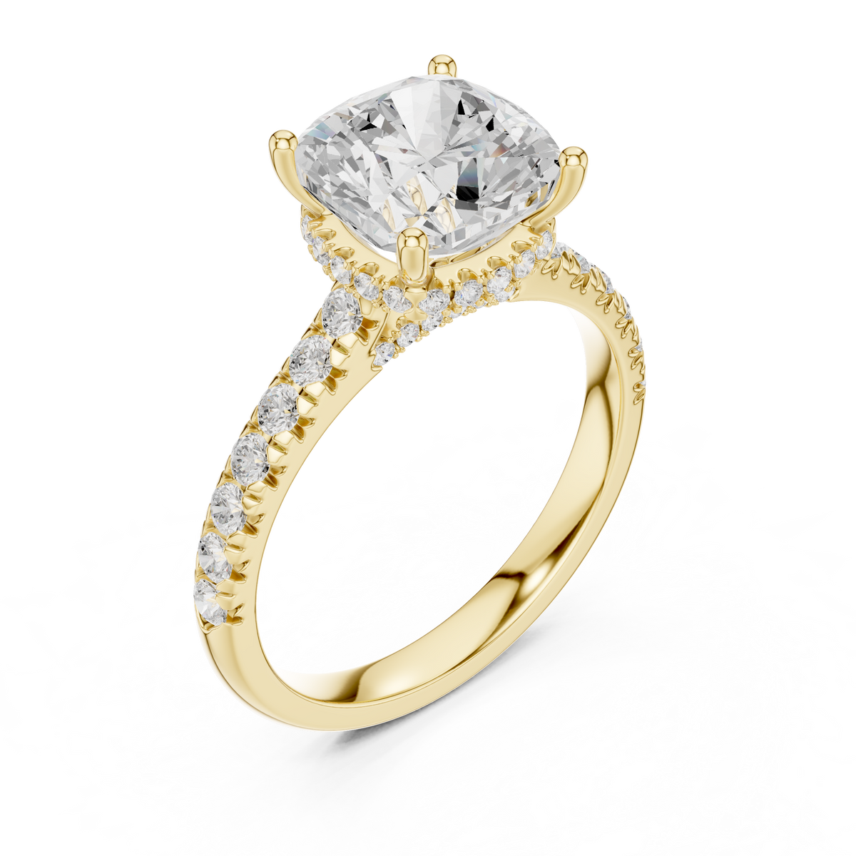 3.67 ct Cushion Cut Diamond Hidden Halo Pavé Engagement Ring – view 11 of 12, lab grown diamond ring | Jewelix Atelier