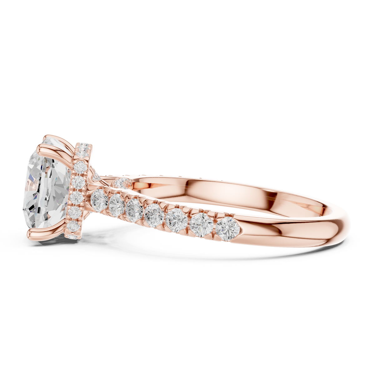 Cushion Cut Hidden Halo Diamond Engagement Ring – Style – view 8 of 12, lab grown diamond ring | Jewelix Atelier