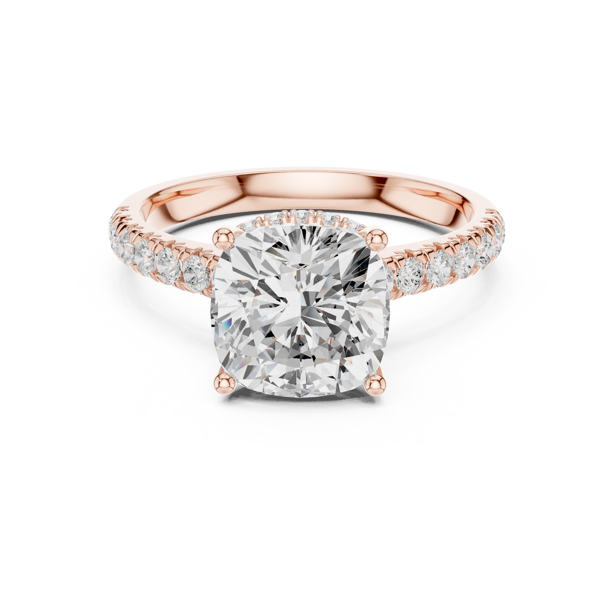 Cushion Cut Hidden Halo Diamond Engagement Ring – Style – view 5 of 12, lab grown diamond ring | Jewelix Atelier