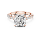 Cushion Cut Hidden Halo Diamond Engagement Ring