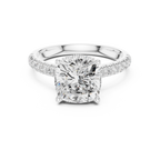 3.67 CT Cushion Cut Diamond Hidden Halo Pavé Engagement Ring