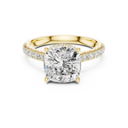 3.67 CT Cushion Cut Diamond Hidden Halo Pavé Engagement Ring