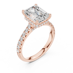 3.16 CT Emerald Cut Diamond Hidden Halo Pavé Engagement Ring