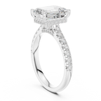 3.16 CT Emerald Cut Diamond Hidden Halo Pavé Engagement Ring