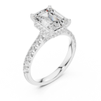3.16 CT Emerald Cut Diamond Hidden Halo Pavé Engagement Ring