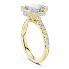 3.16 CT Emerald Cut Diamond Hidden Halo Pavé Engagement Ring