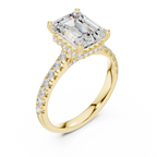 Emerald Cut Hidden Halo Diamond Engagement Ring