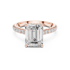 3.16 CT Emerald Cut Diamond Hidden Halo Pavé Engagement Ring