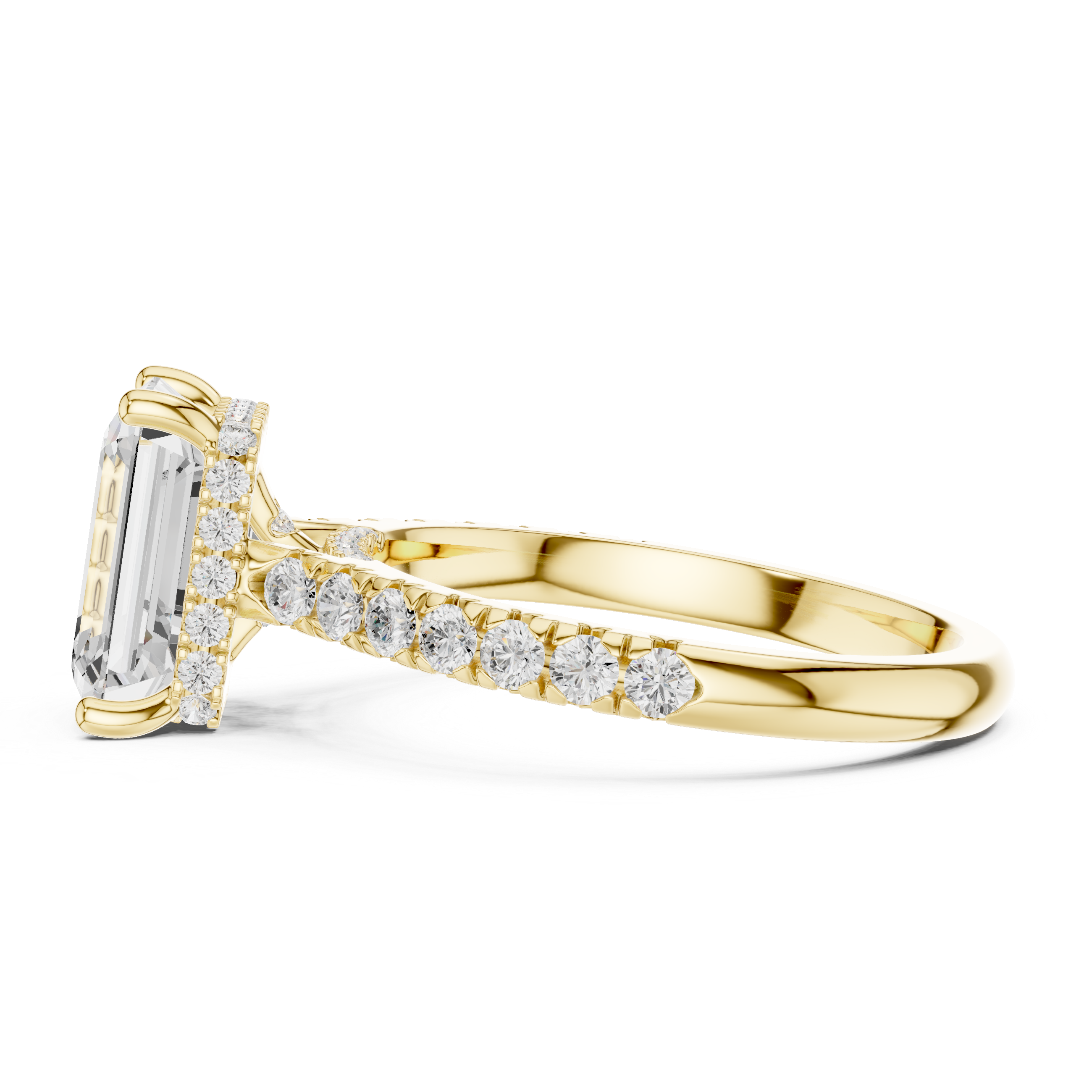 Emerald Cut Hidden Halo Diamond Engagement Ring