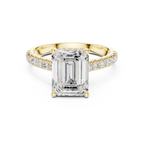 3.16 CT Emerald Cut Diamond Hidden Halo Pavé Engagement Ring