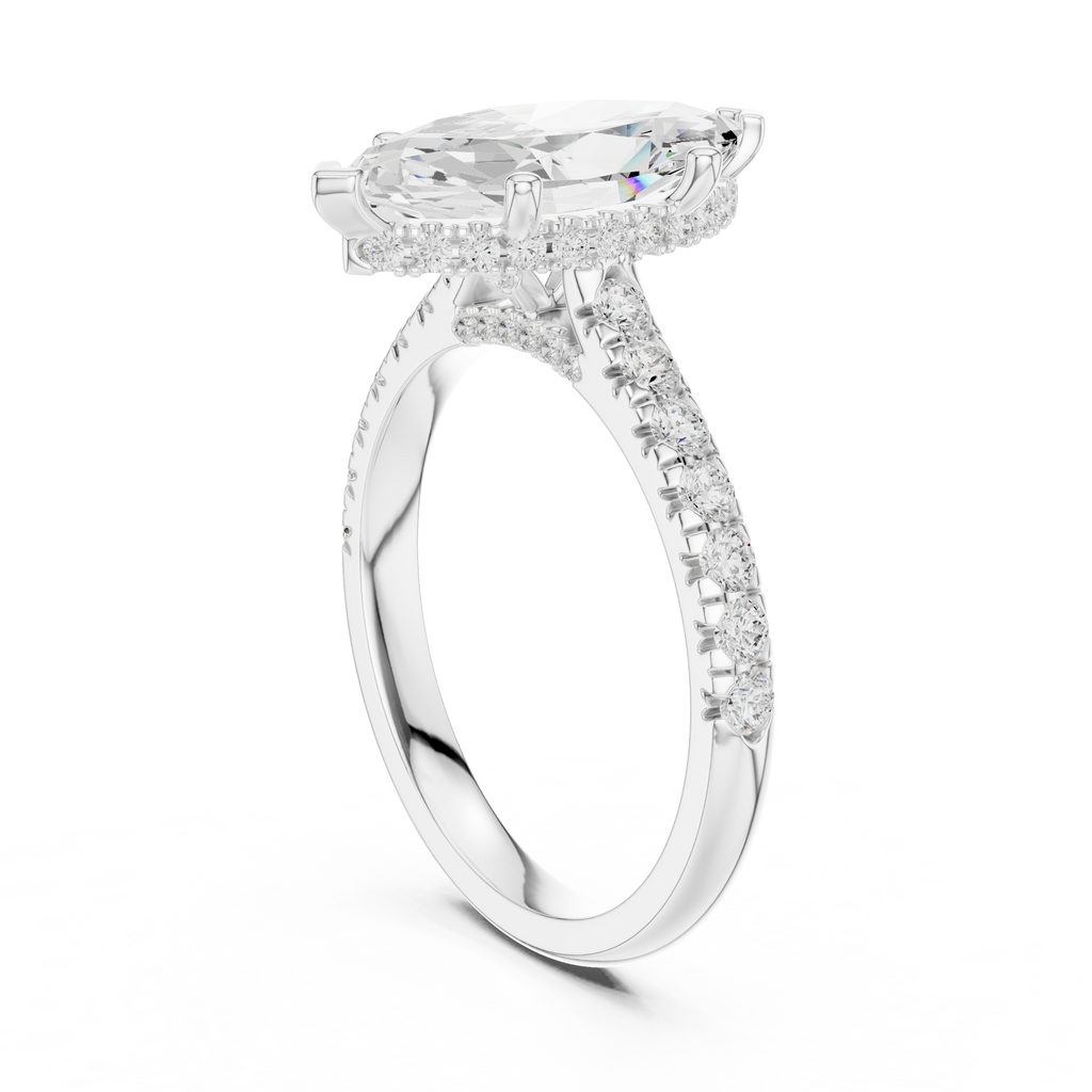 Marquise Cut Hidden Halo Diamond Engagement Ring
