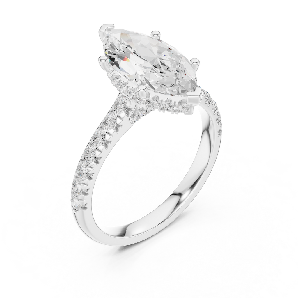 Marquise Cut Hidden Halo Diamond Engagement Ring