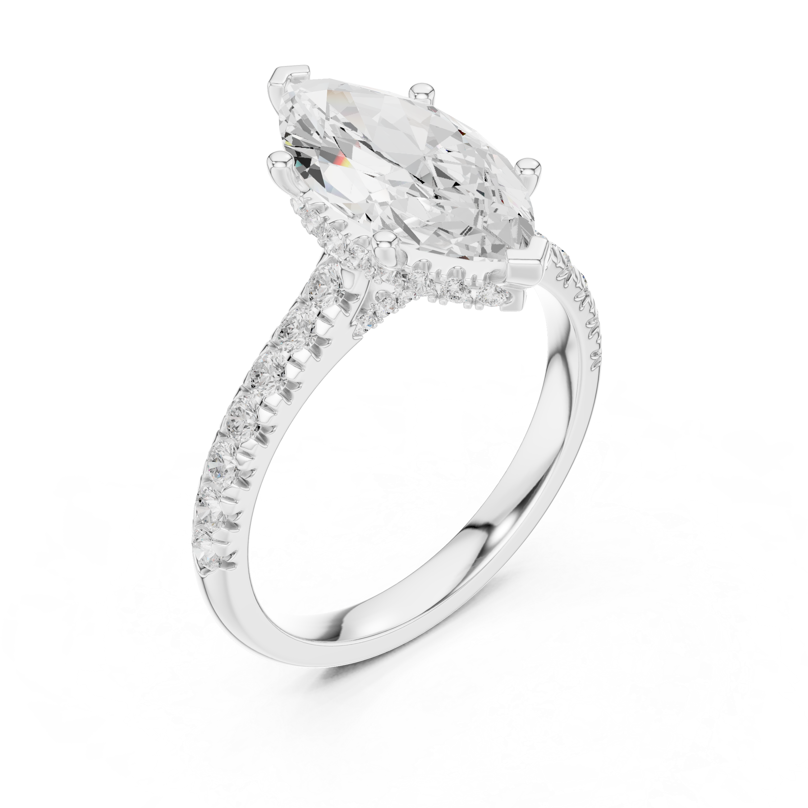 Marquise Cut Hidden Halo Diamond Engagement Ring