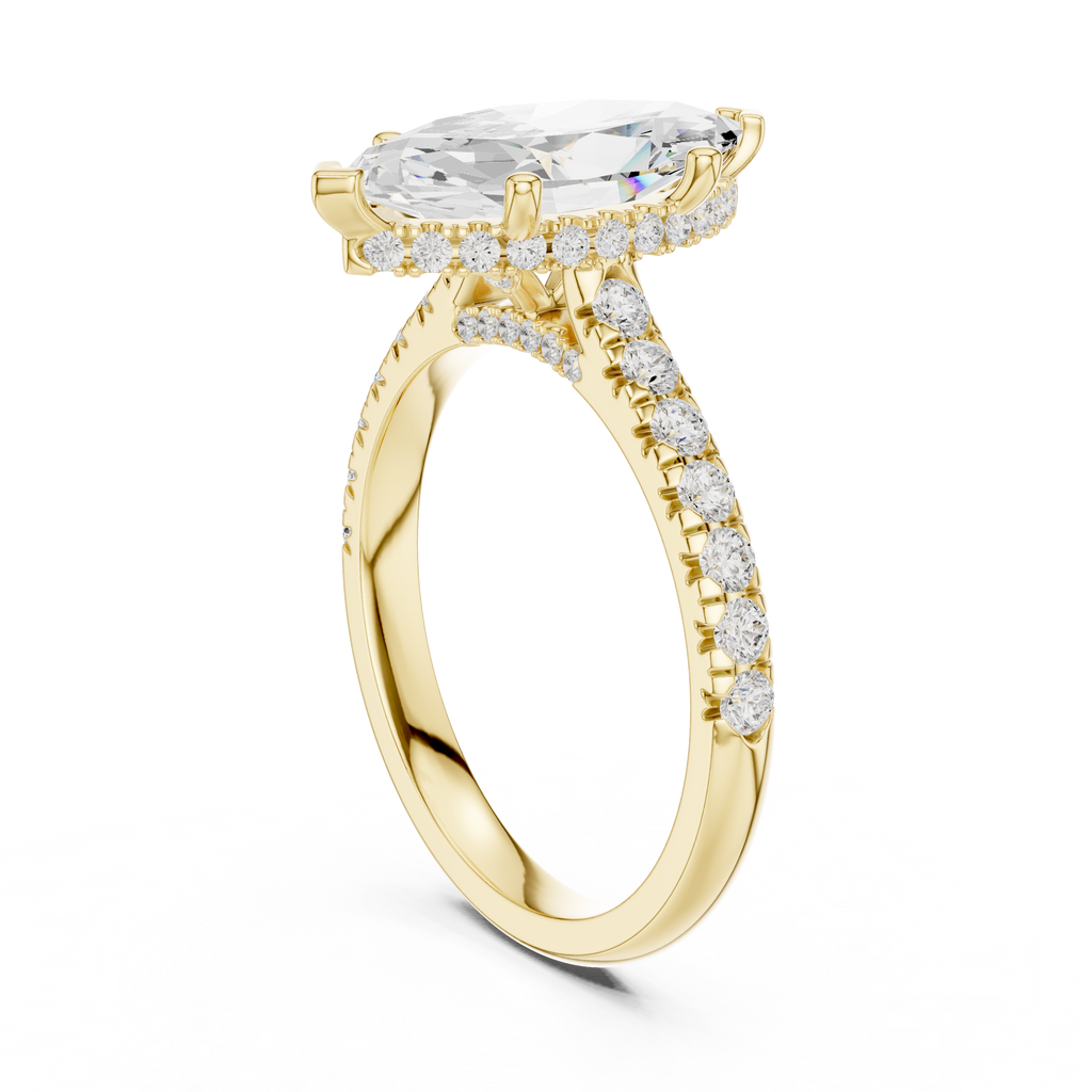 Marquise Cut Hidden Halo Diamond Engagement Ring