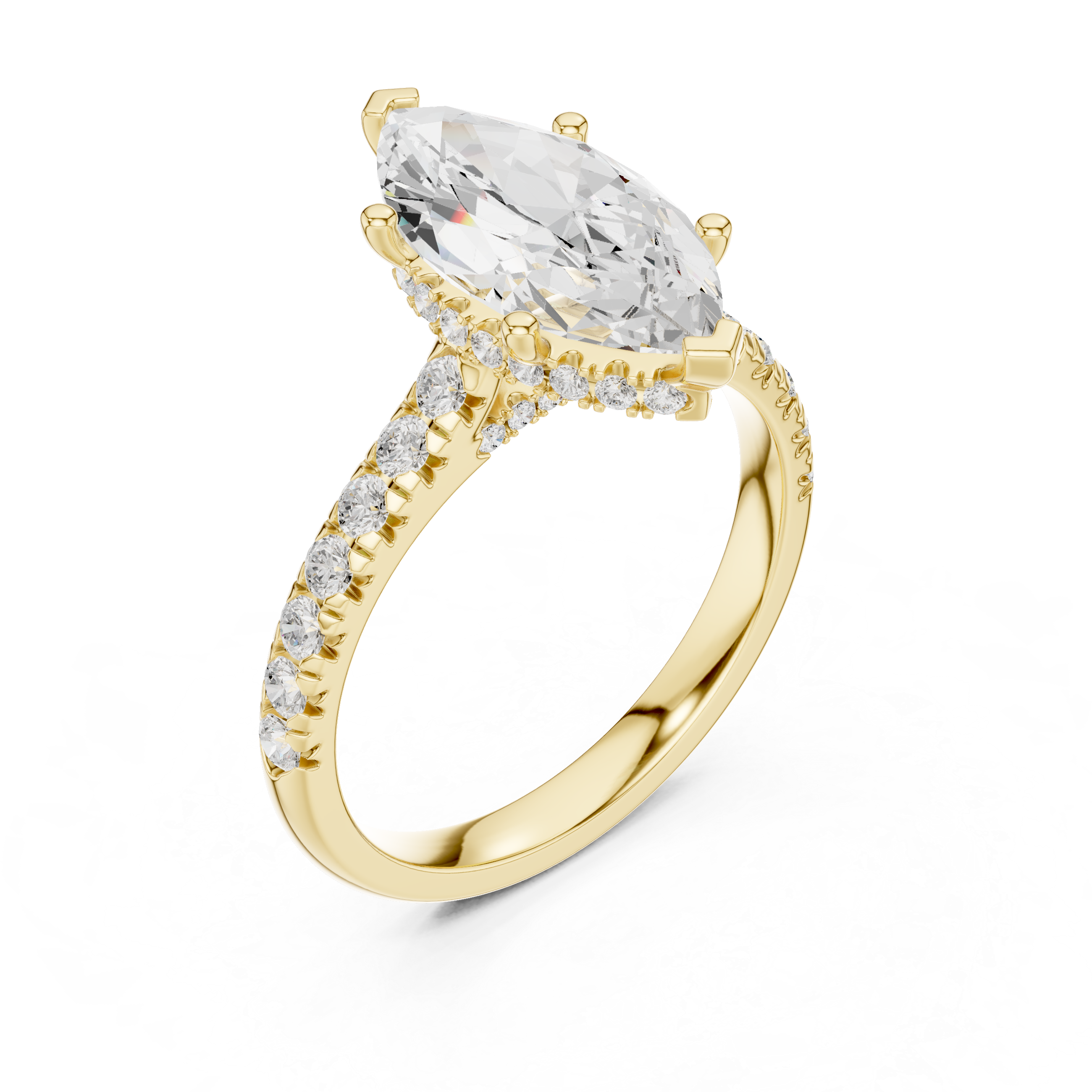 Marquise Cut Hidden Halo Diamond Engagement Ring