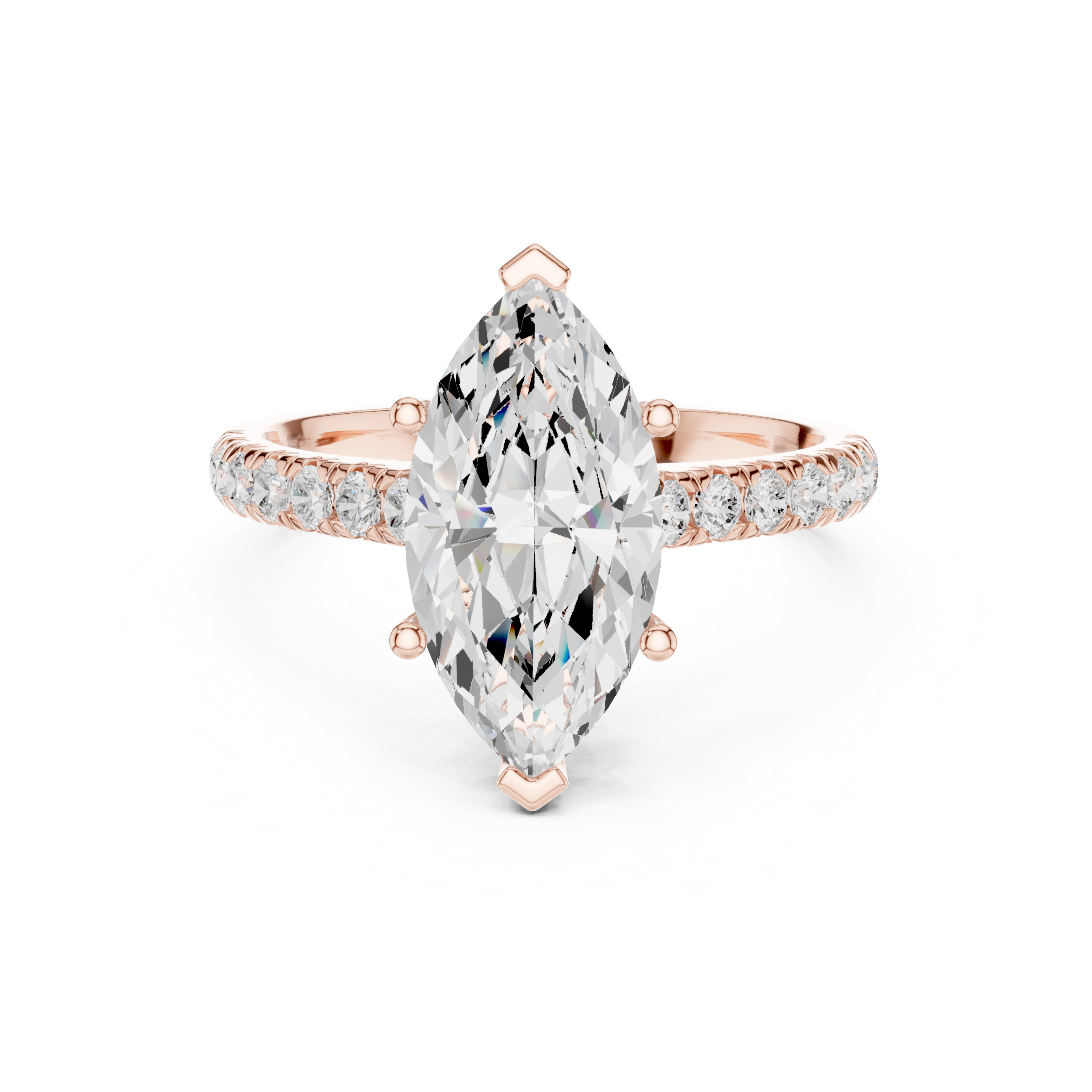 3.17 CT Marquise Cut Diamond Hidden Halo Pavé Engagement Ring