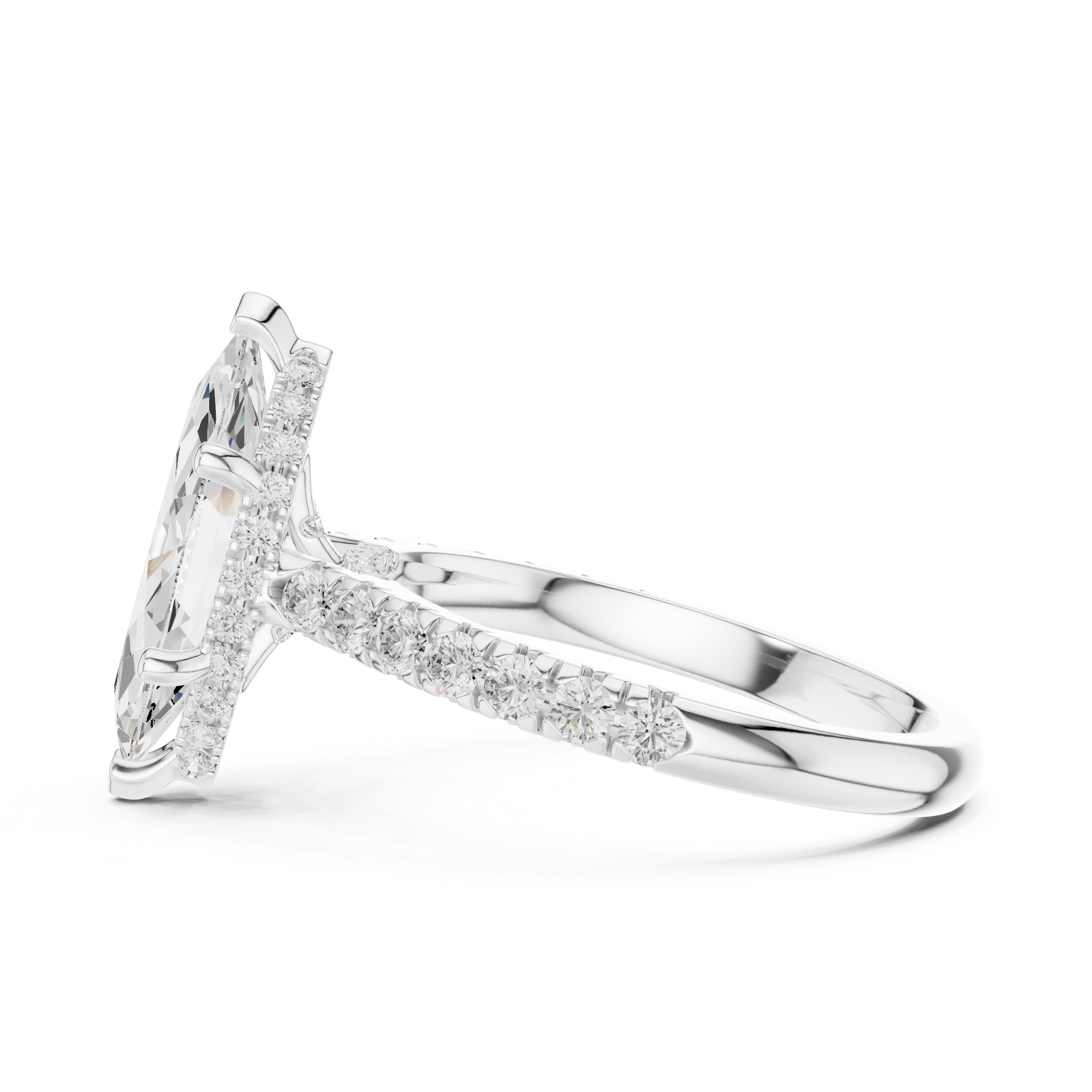 Marquise Cut Hidden Halo Diamond Engagement Ring