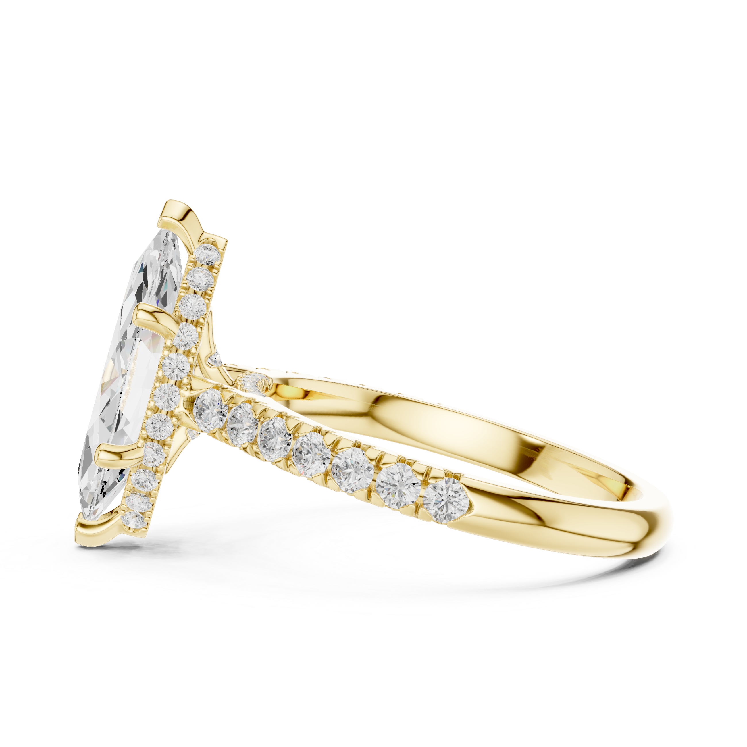 3.17 CT Marquise Cut Diamond Hidden Halo Pavé Engagement Ring