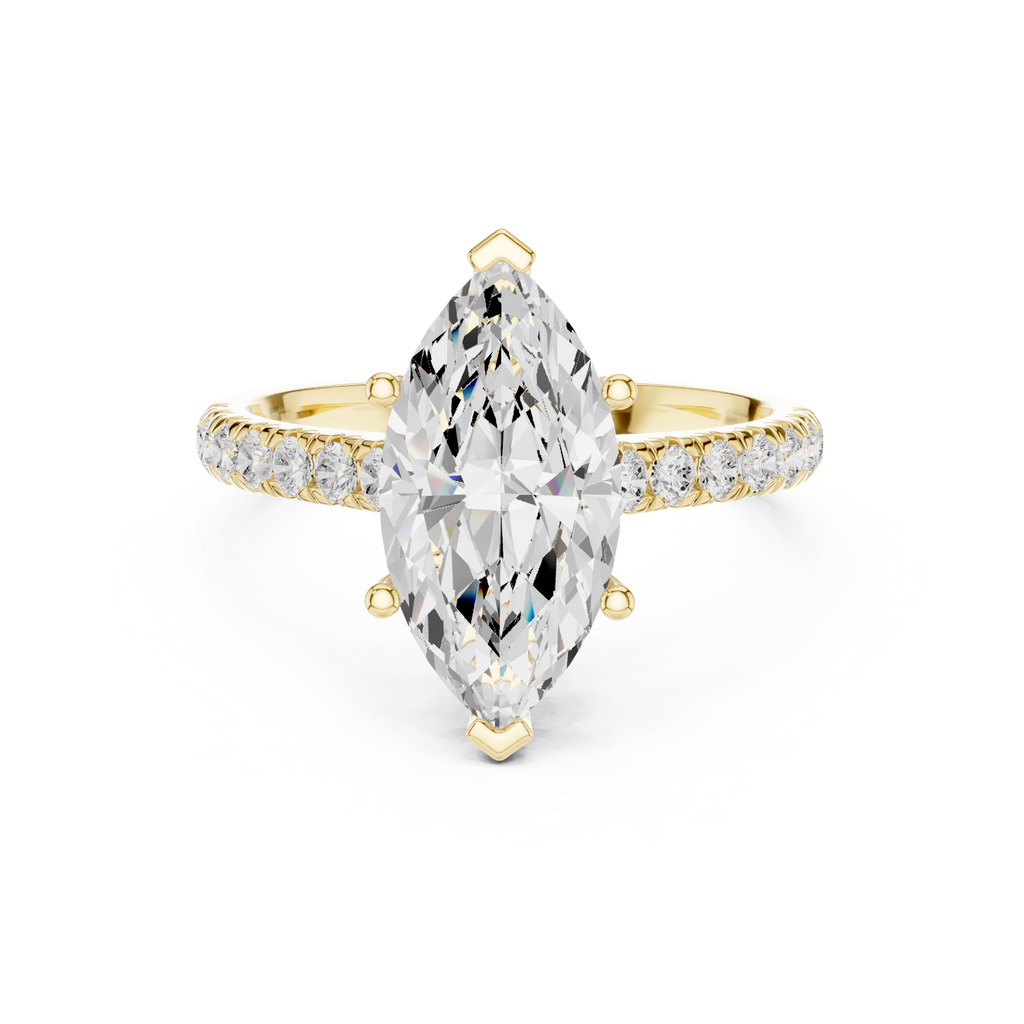 3.17 CT Marquise Cut Diamond Hidden Halo Pavé Engagement Ring