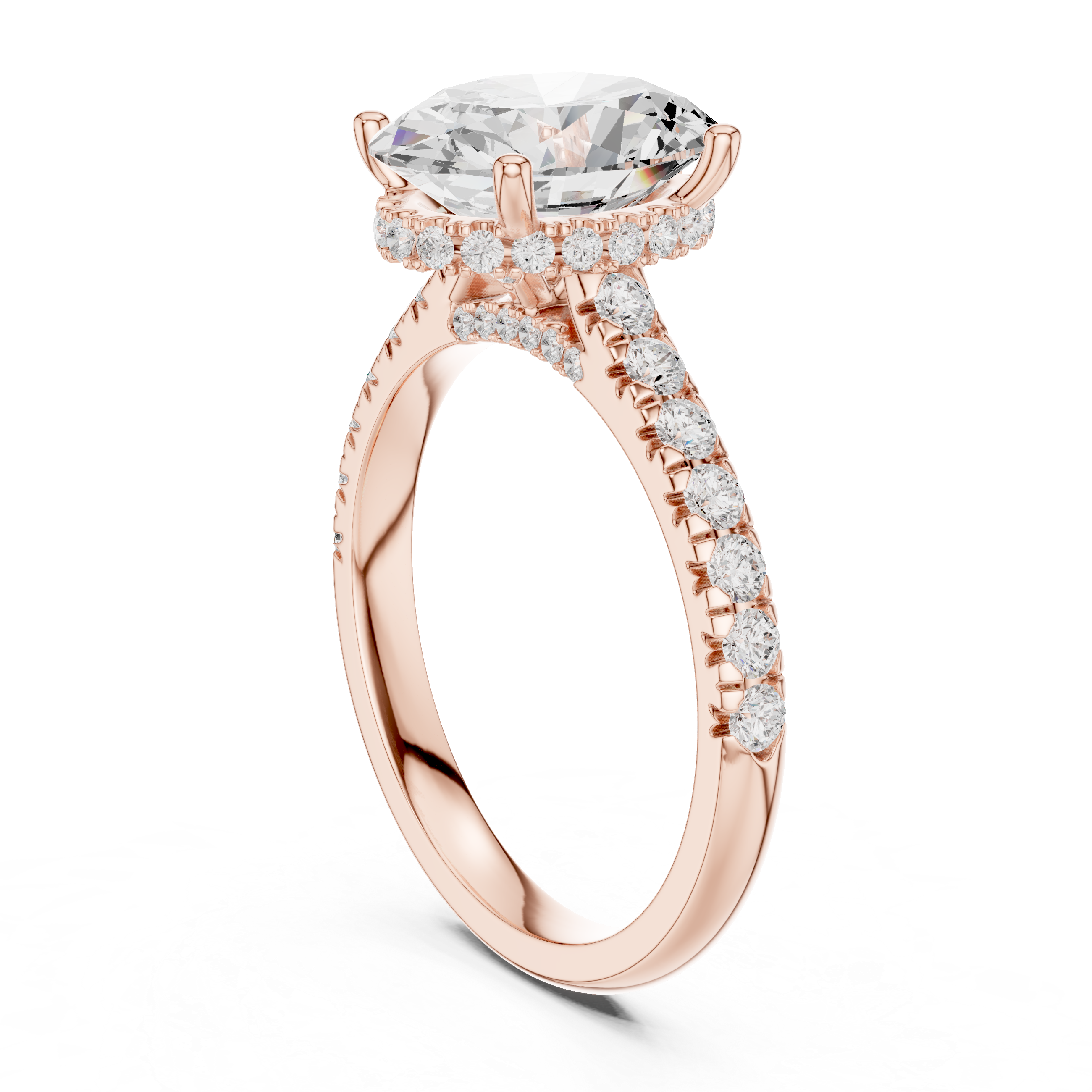 Oval Cut Hidden Halo Diamond Engagement Ring