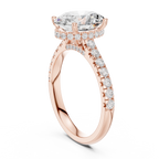 3.15 CT Oval Cut Diamond Hidden Halo Pavé Engagement Ring