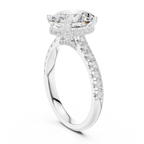 3.15 CT Oval Cut Diamond Hidden Halo Pavé Engagement Ring
