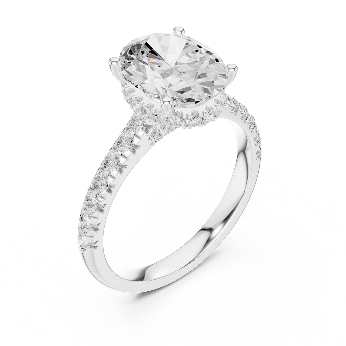 Oval Cut Hidden Halo Diamond Engagement Ring – Style DDLR-258-OV-3 – view 3 of 12, lab grown diamond ring | Jewelix Atelier
