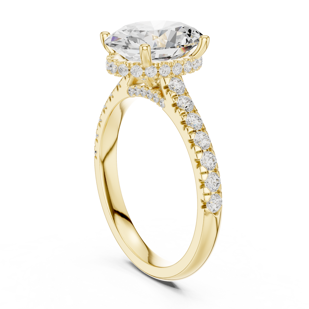Oval Cut Hidden Halo Diamond Engagement Ring