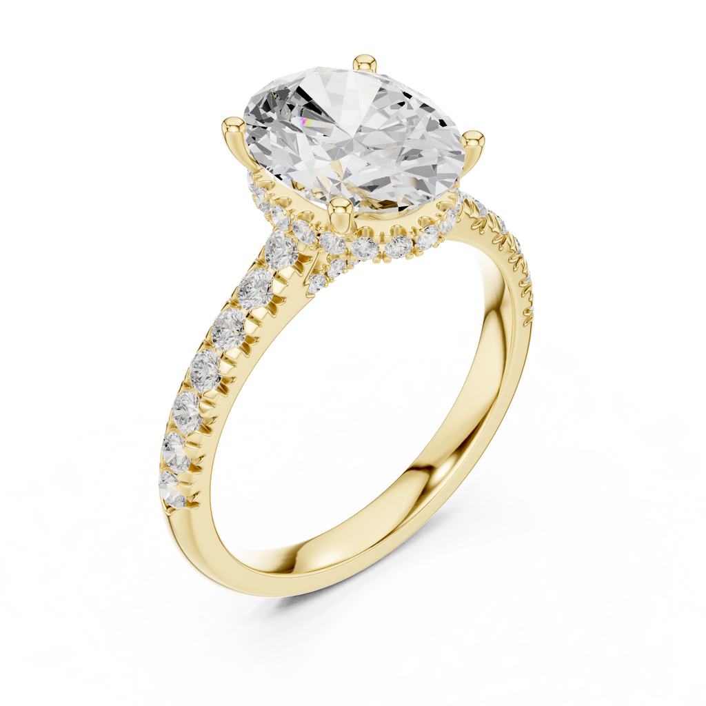 Oval Cut Hidden Halo Diamond Engagement Ring