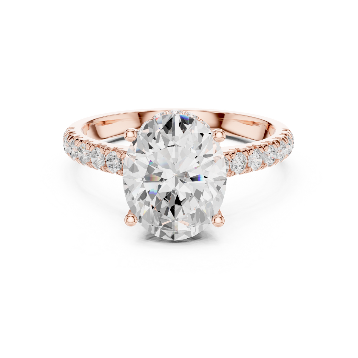 Oval Cut Hidden Halo Diamond Engagement Ring – view 5 of 12, lab grown diamond ring | Jewelix Atelier