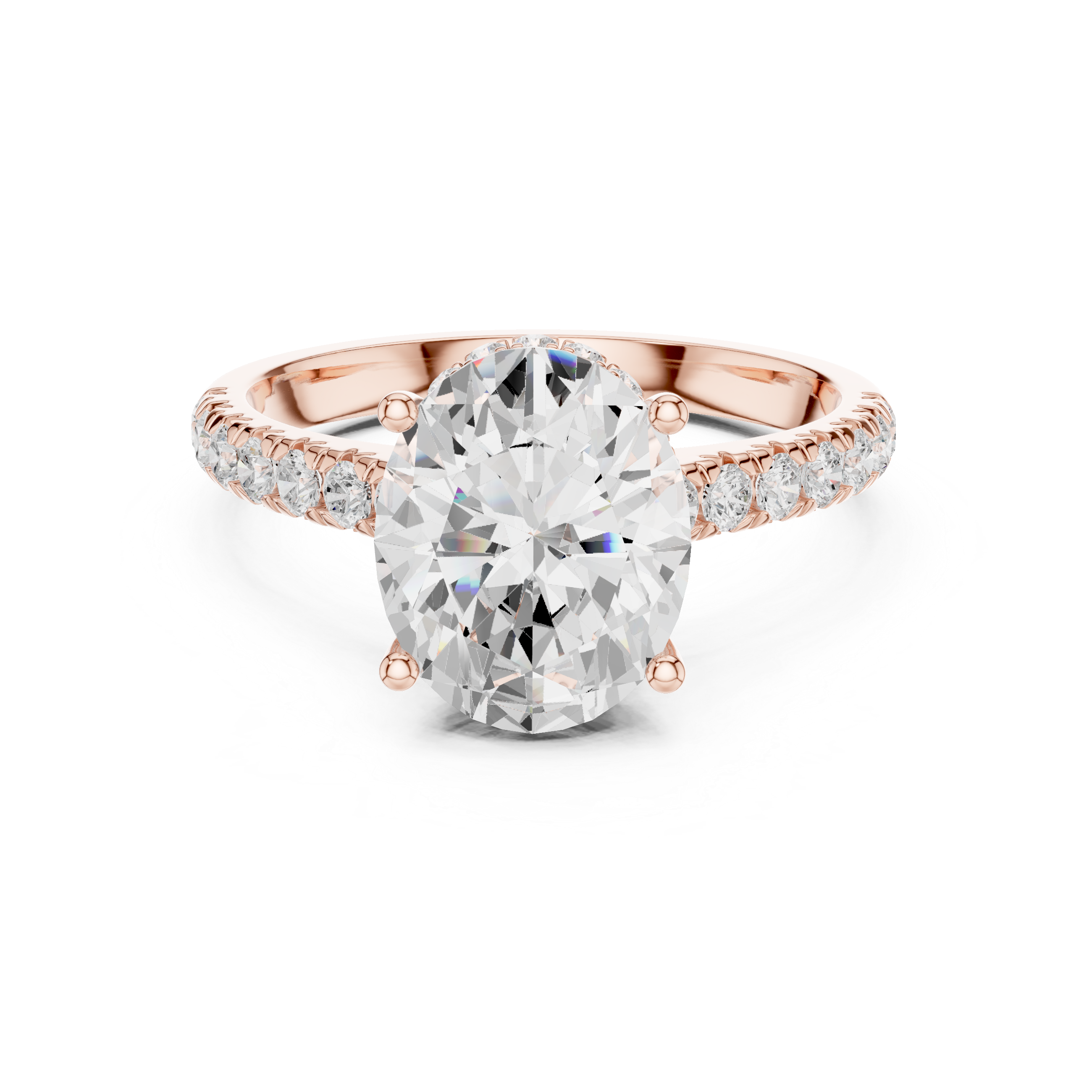 3.15 CT Oval Cut Diamond Hidden Halo Pavé Engagement Ring
