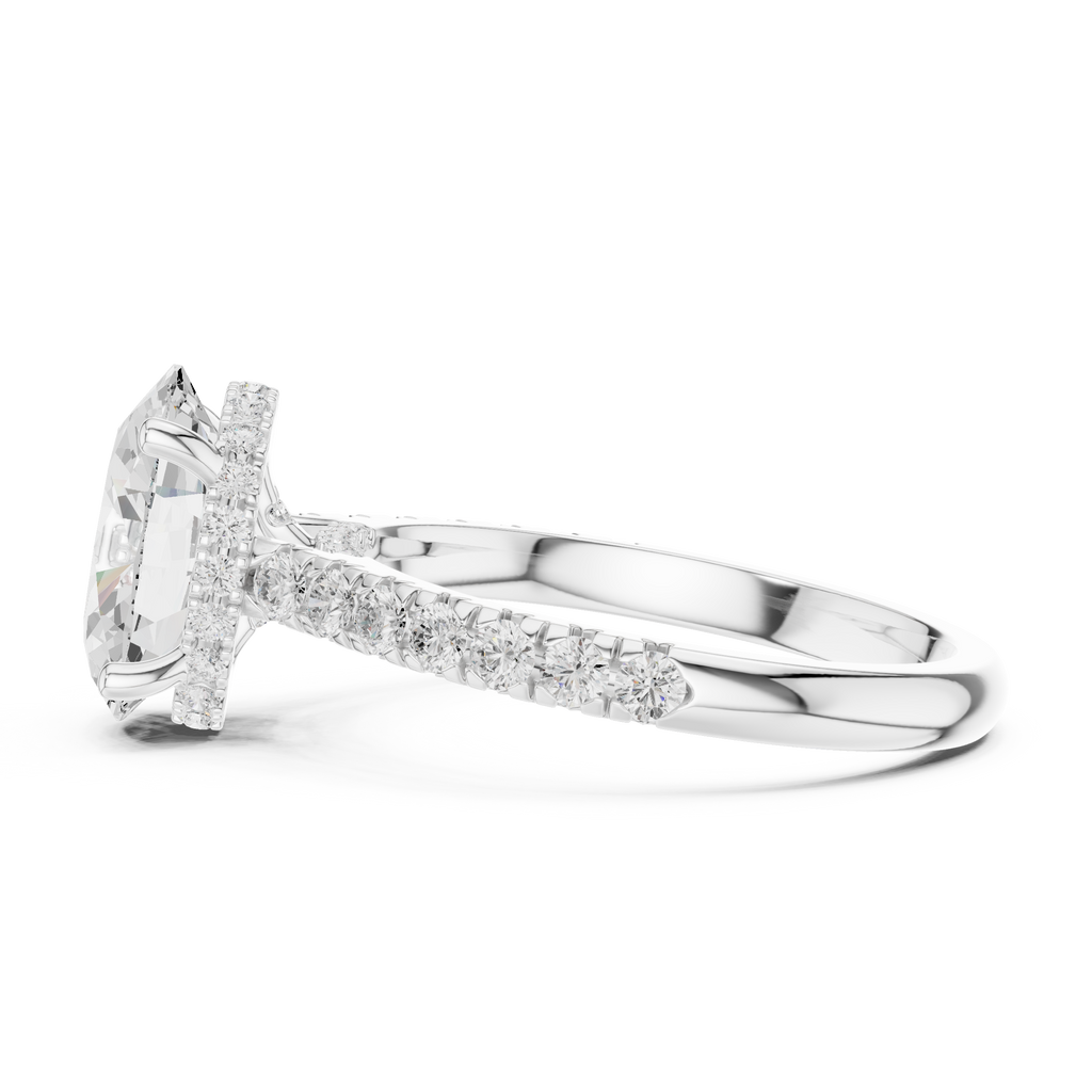 Oval Cut Hidden Halo Diamond Engagement Ring