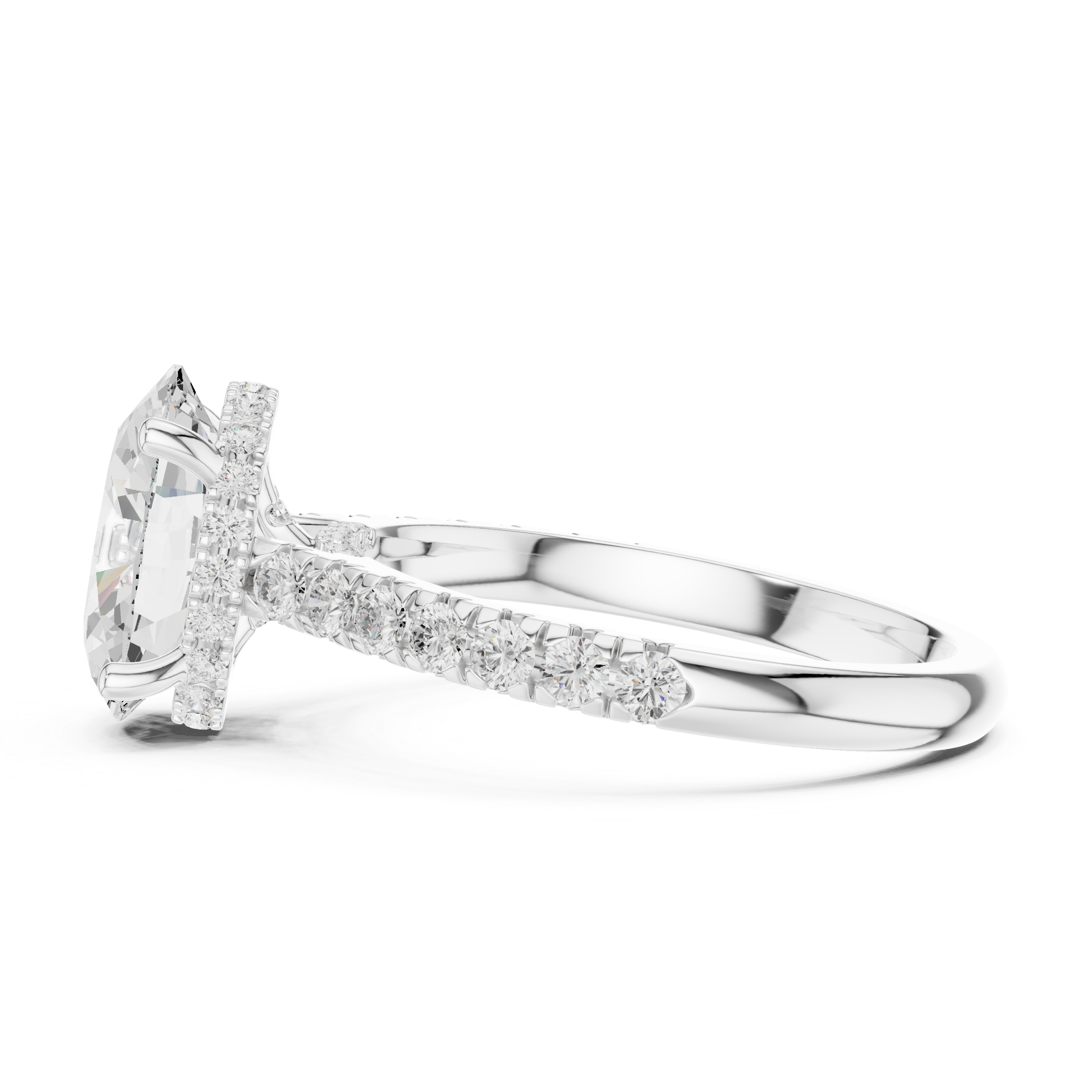 Oval Cut Hidden Halo Diamond Engagement Ring