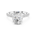 3.15 CT Oval Cut Diamond Hidden Halo Pavé Engagement Ring