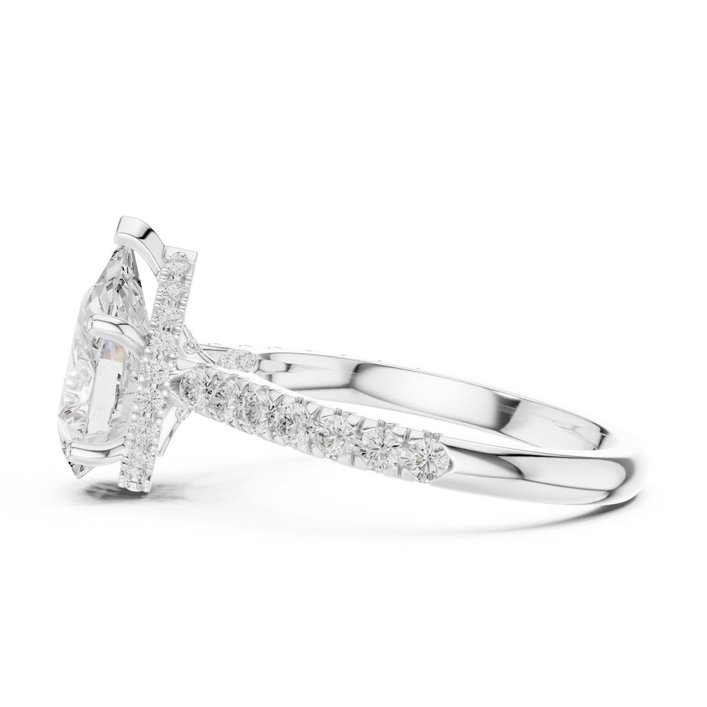 3.14 CT Pear Cut Diamond Hidden Halo Pavé Engagement Ring