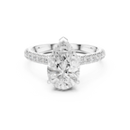 3.14 CT Pear Cut Diamond Hidden Halo Pavé Engagement Ring