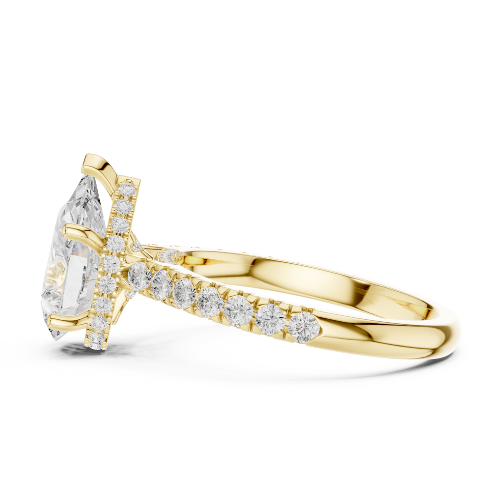 Pear Cut Hidden Halo Diamond Engagement Ring