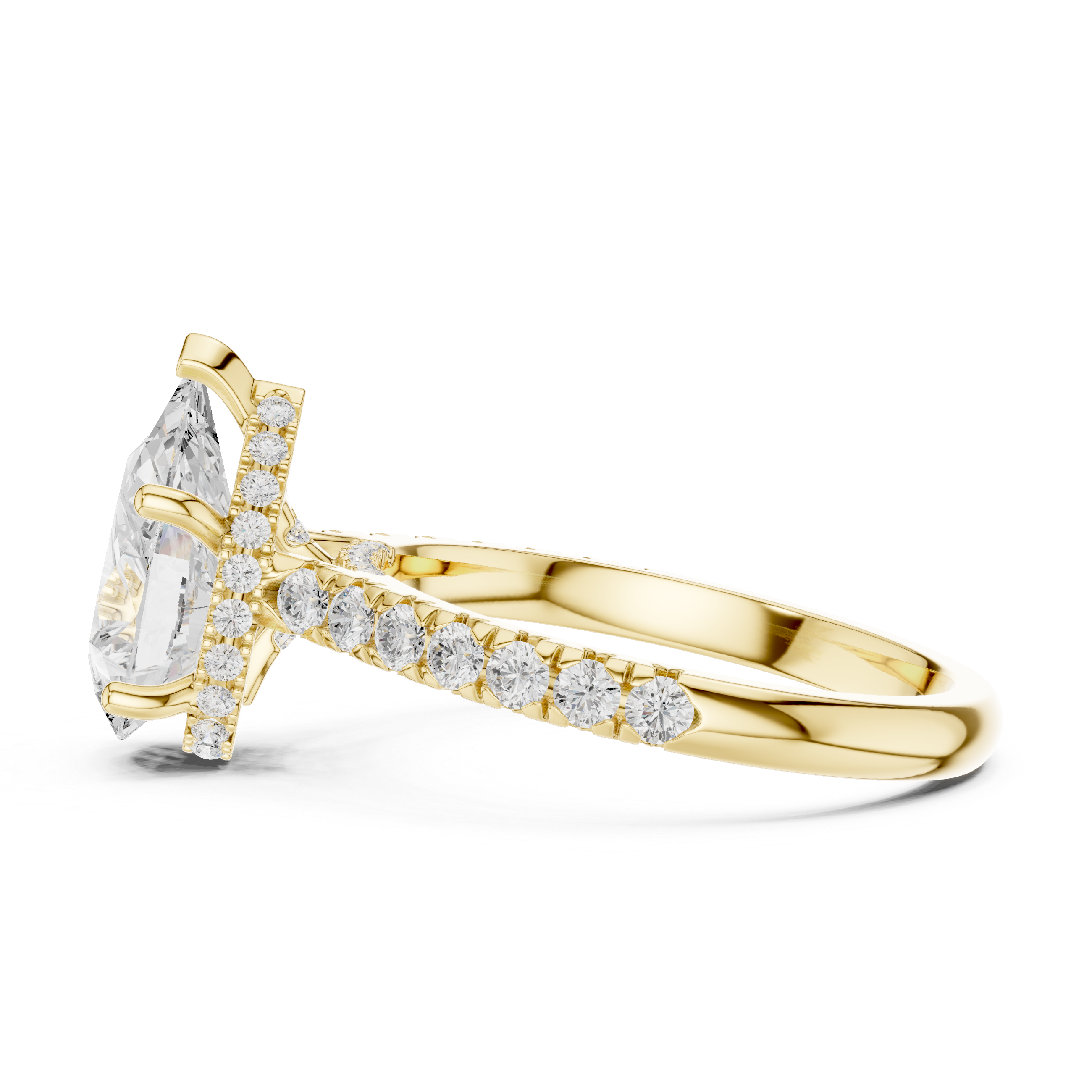 Pear Cut Hidden Halo Diamond Engagement Ring