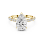 3.14 CT Pear Cut Diamond Hidden Halo Pavé Engagement Ring