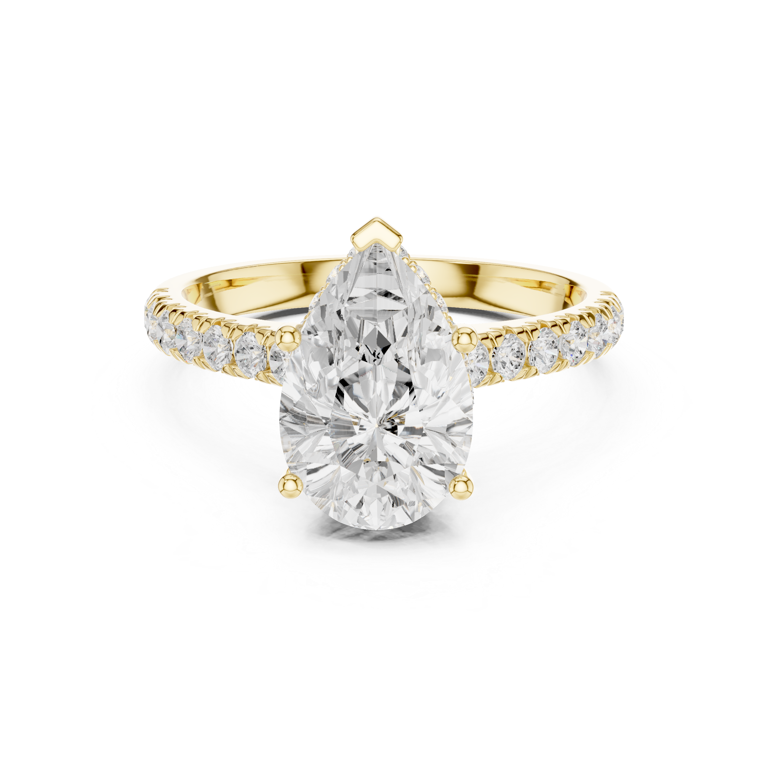 3.14 CT Pear Cut Diamond Hidden Halo Pavé Engagement Ring