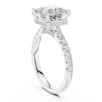 3.11 CT Princess Cut Diamond Hidden Halo Pavé Engagement Ring