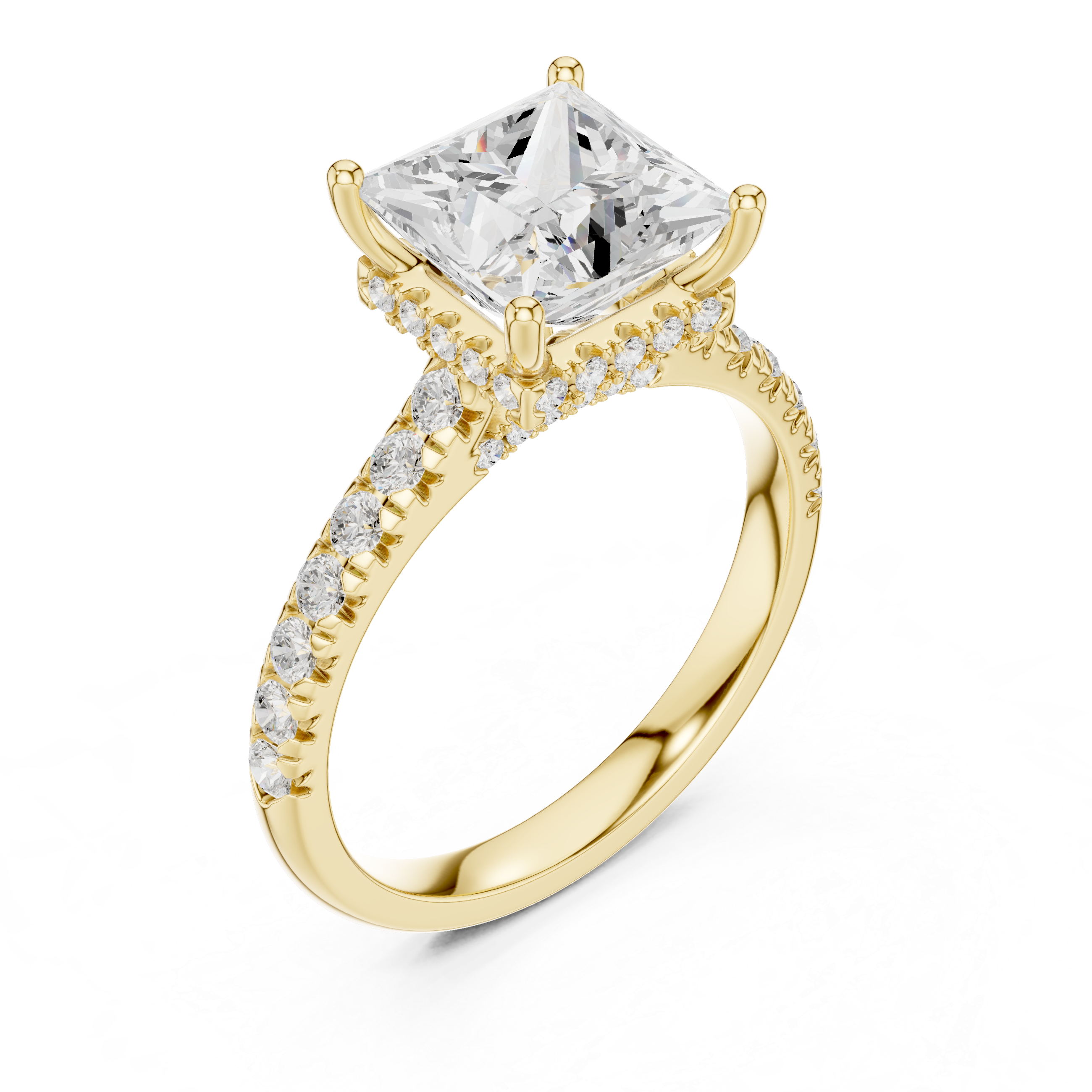 Princess Cut Hidden Halo Diamond Engagement Ring