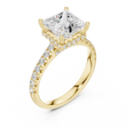 3.11 CT Princess Cut Diamond Hidden Halo Pavé Engagement Ring